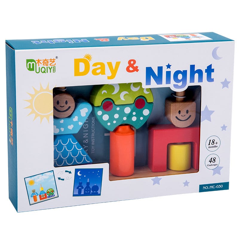 Day and night together with wooden toys