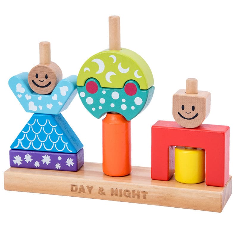 Day and night together with wooden toys